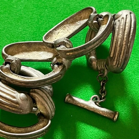 Givenchy New Old Stock Vintage Pewter Tone Chunky Link Bracelet